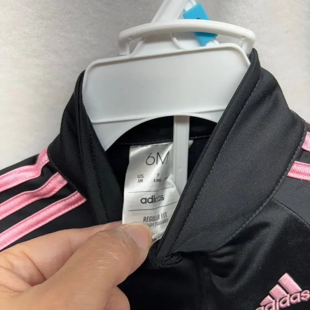 Adidas Baby Track Suit - 6 Months - Black and Pink‎